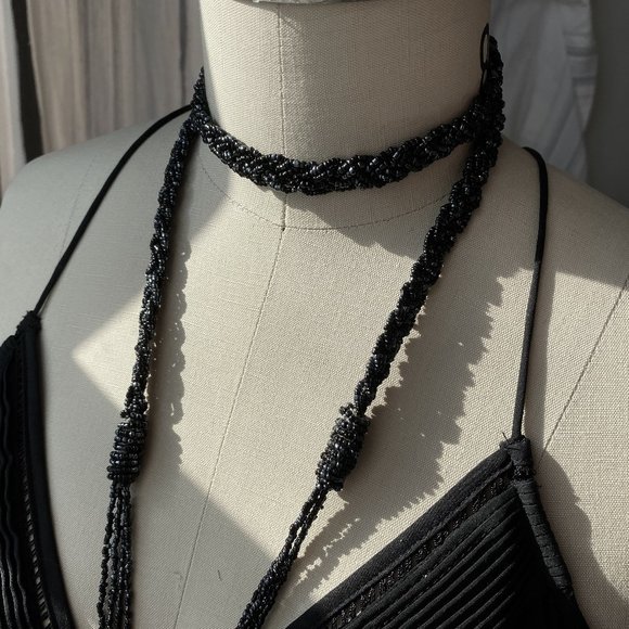 Deco Czech Glass Bead Braided Lariat Necklace - Picture 2 of 4